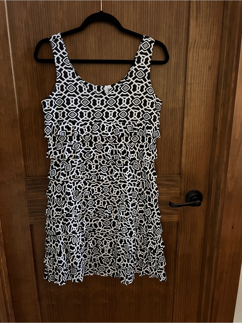Lulu-B Black & White Geometric Tiered Dress